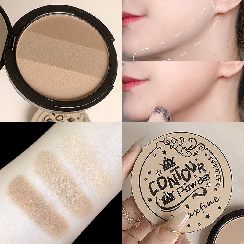 Destaque de cor Paleta de contorno tri iluminador maquiagem à prova d'água contorno fosco rosa pó blush alto_voghion.com