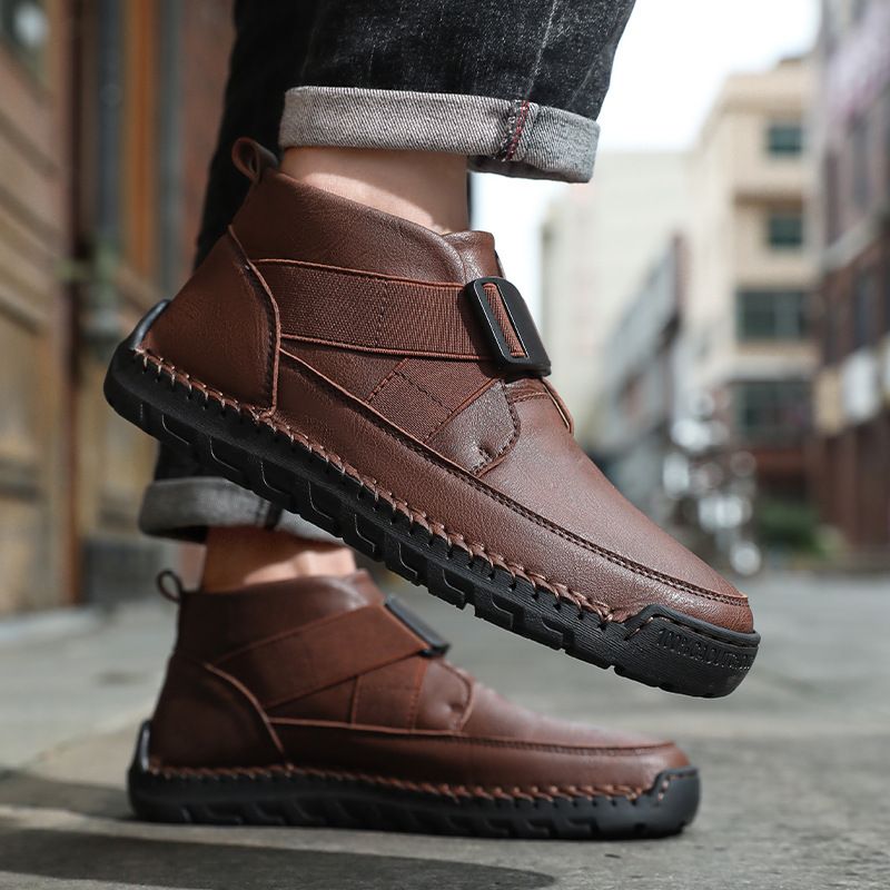 Scarpe da uomo slip-on casual di grandi dimensioni, in pelle, nuove, cucite a mano, autunno-inverno_voghion.com