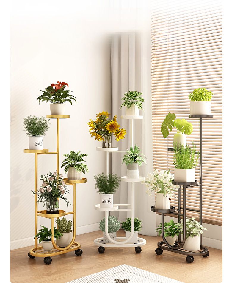 Living Room Floor-standing Movable Stand Balcony Plant Rack Iron Art Multi-layer Succulent Flower Pot Holder_voghion.com