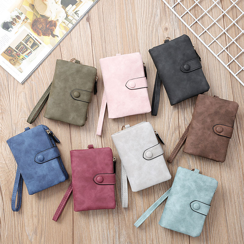 Portamonete piccolo con pochette lunga con cerniera lunga da donna, portafoglio corto opaco retrò in nuova versione coreana_voghion.com