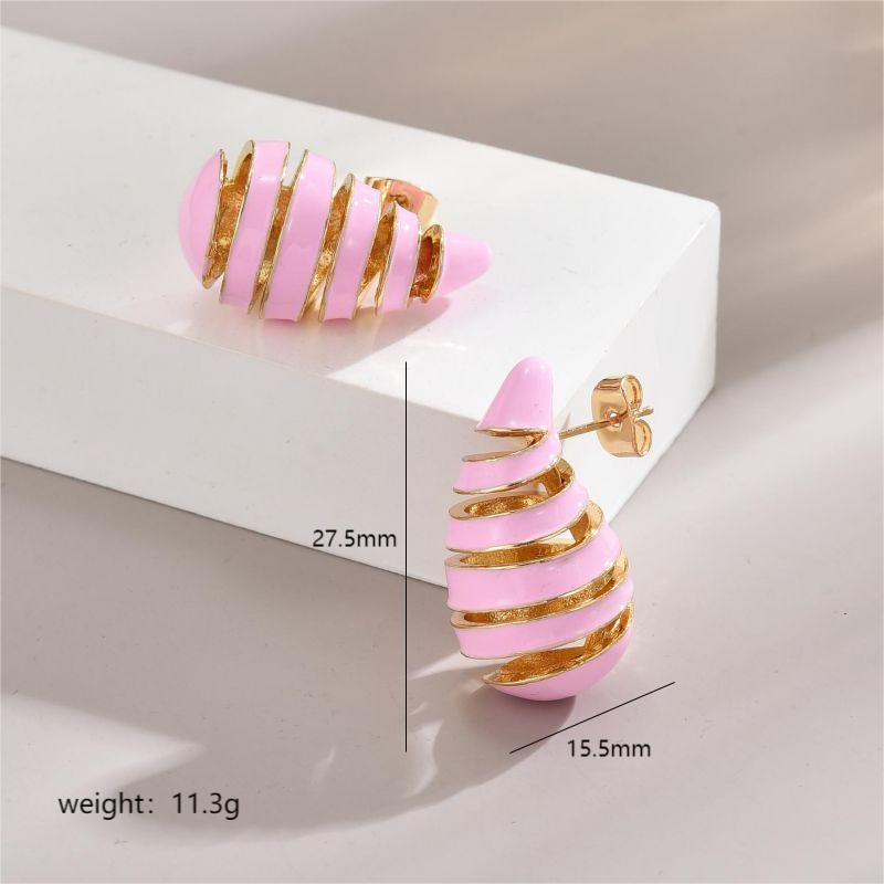 New Style Spicy Girl Women's Earrings Metal Copper Colorful Water Droplet Thread Shape Net Red Personalized Simple and Cute Elegant Versatile Earrings_voghion.com