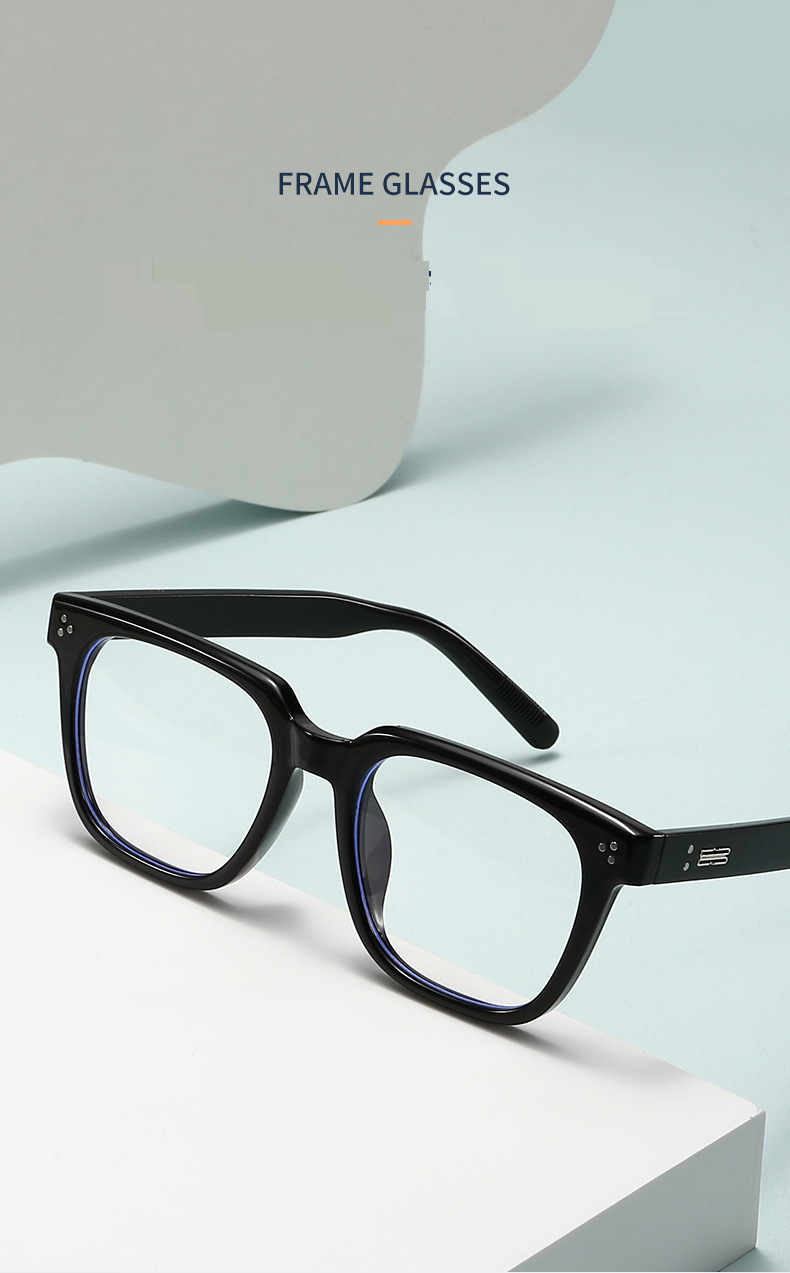 Men's Glasses New Black Frame Glasses Frame Women's Trendy Plain Large Frame Men's Anti Blue Light Glasses Frame Myopia_voghion.com