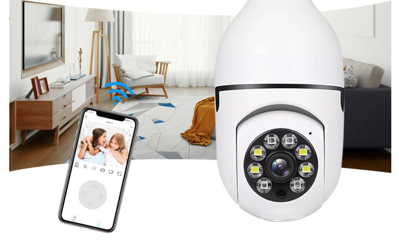 Telecamera panoramica per la casa 2.4G con testa della lampada, telecamera wireless con lampadina E27, rotazione a 360 gradi, visione notturna, modello esplosivo_voghion.com