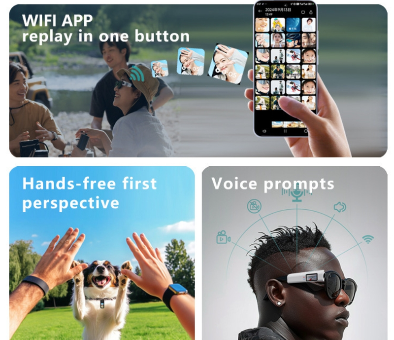 Caméra portable 2K HD avec objectif oculaire, enregistrement d'artefacts, caméra de vie portable, caméra de sport en plein air_voghion.com