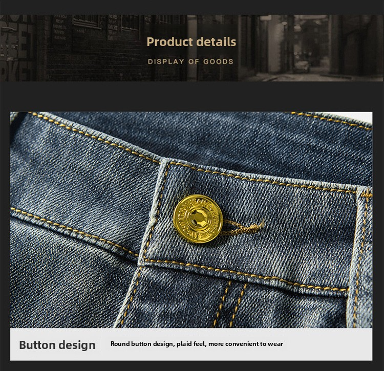 Jeans haut de gamme, produits européens, pantalons pour homme, broderies tendance printemps-été, pantalon slim droit en denim léger et extensible_voghion.com