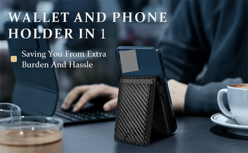 RFID Carbon Fiber Men's Vertical Card Holder Magnetic Flip Dollar Clip Convenient Wallet Magnetic_voghion.com