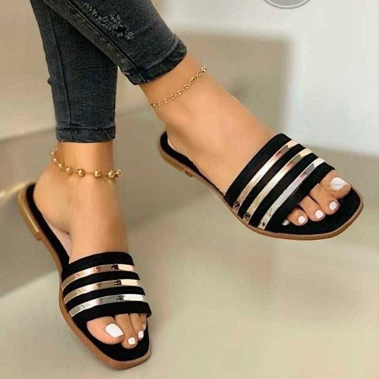 New Wide Width Women's Flat Sandals - Braided Casual Beach Shoes (Comfortable Slip-On Flip Flops, Plus Size Boho Slippers For Women)_voghion.com
