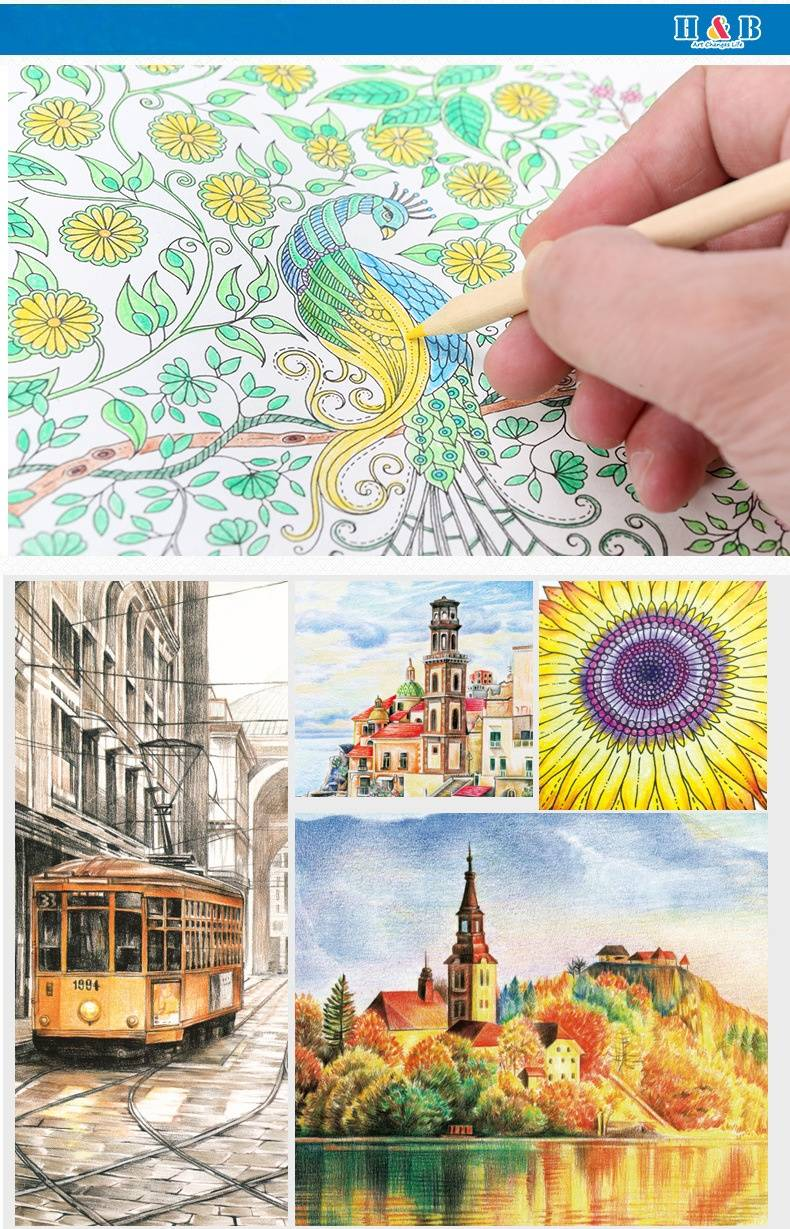 Set di matite colorate H&B da 60 colori con anima in legno - Kit per schizzi e disegno A3 con custodia in plastica, ideale per artisti e studenti_voghion.com