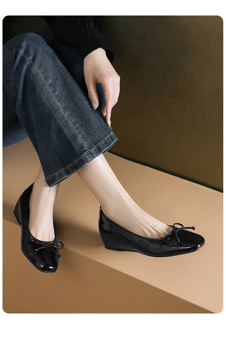 Cameido Women'S Casual Shoes With 1Cm Square Round Head Cowhide Leather And Drip Molding Sole_voghion.com