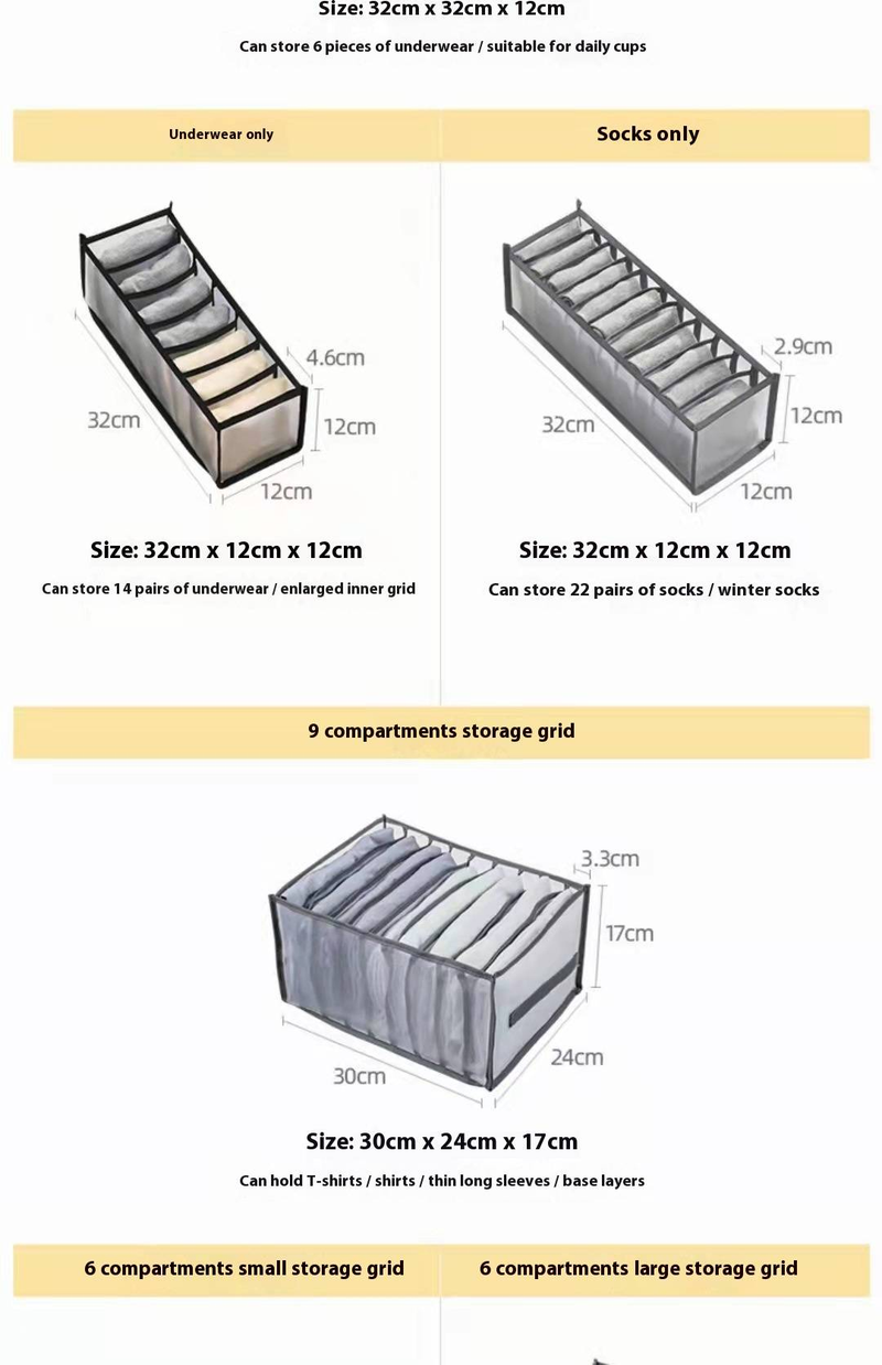 Multi-Functional Drawer Organizer For Underwear, Socks & Clothes – Large Capacity Storage Box With Dividers, Modern Fabric Design (Sizes Available)_voghion.com