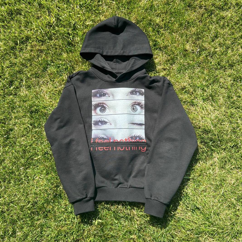 "Y2K Dark Print Hoodie – Oversized Retro Pullover With Graphic Design | Unisex Streetwear Sweater (Black/Grey) | S-XL"_voghion.com