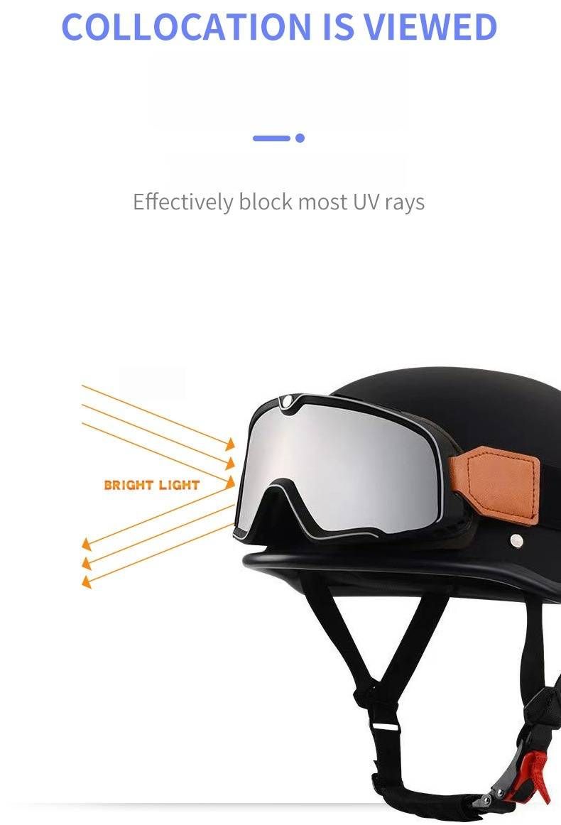 Vintage Motorcycle Half Helmet – Certified Retro ABS Shell, Matte/Gloss Colors (M-3XL) For Urban Commuters & Classic Bike Riders_voghion.com