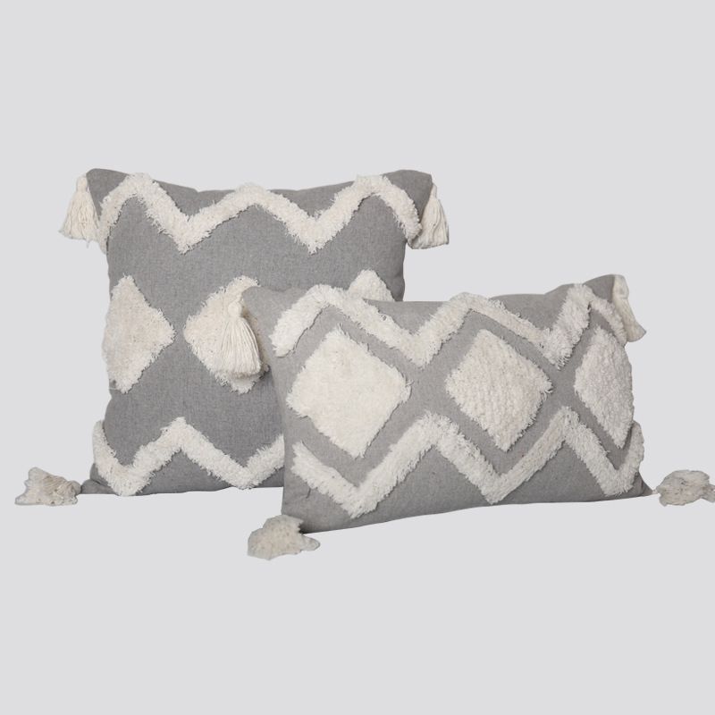 Handmade Moroccan Tufted Throw Pillow Covers - Boho Chic Cushion For Sofa, Chair & Office - Decorative Accent With Embroidery_voghion.com