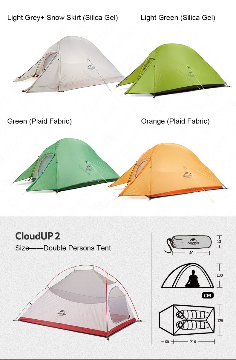 Tenda Cloud Up per 2 persone, ultraleggera, 20D, tenda da campeggio, impermeabile, per escursioni all'aperto, viaggi, escursioni in bicicletta, pesca_voghion.com