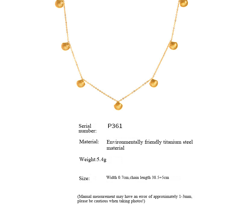 Baroque New Geometric Scallop Pendant Necklace, Women's Titanium Steel Personality Temperament Collarbone Chain Accessory_voghion.com