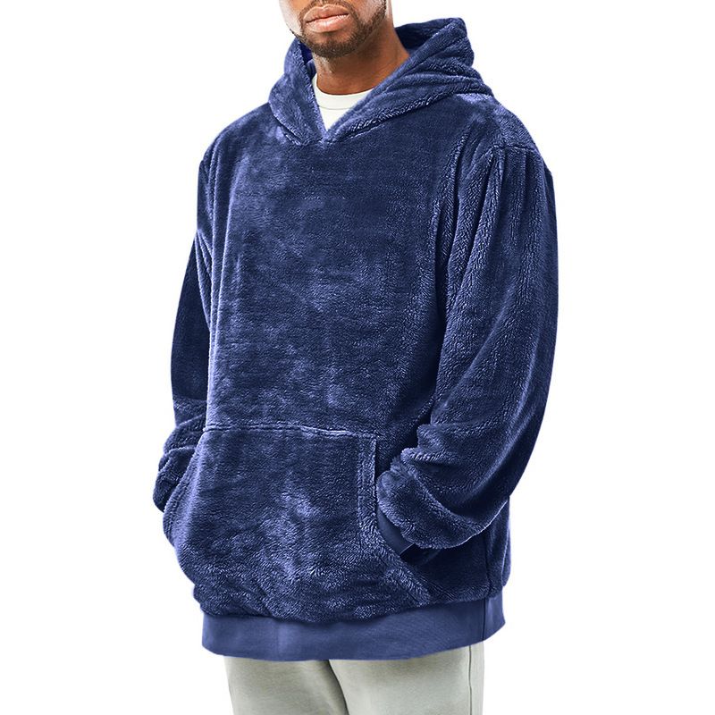 New Youth Hooded Double-Sided Fleece Winter Pullover Sweatshirt Men Top_voghion.com
