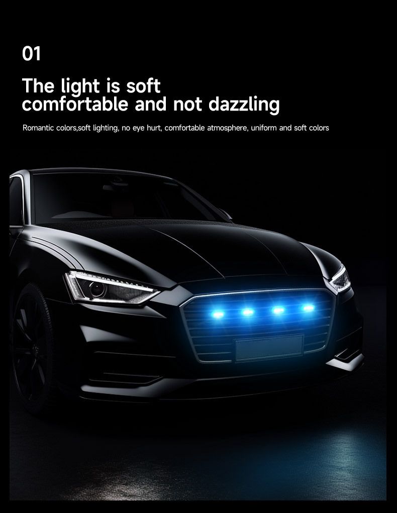 Car grille small yellow light APP Bluetooth control RGB grille front bumper daytime running light off road vehicle fog light modification_voghion.com