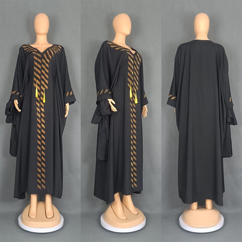 Dameskleding Gewaden met hoofddoek Saoedische lange mouwen Hot Diamond-jurk_voghion.com