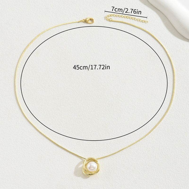 version of Korean style fresh and sweet small fragrance women's necklace niche string pearl cross ring design collarbone_voghion.com
