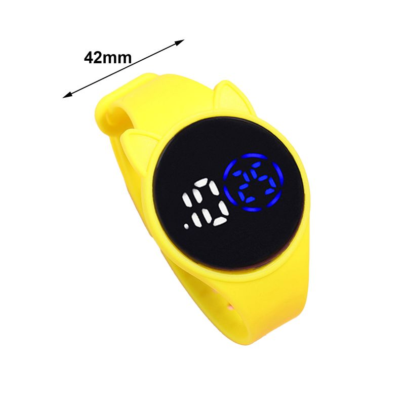 Xinweiqing Electronic Watch Luminous Swimming Round Dial Cartoon Cat Ear Sport LED Digital Bracelet for Student_voghion.com