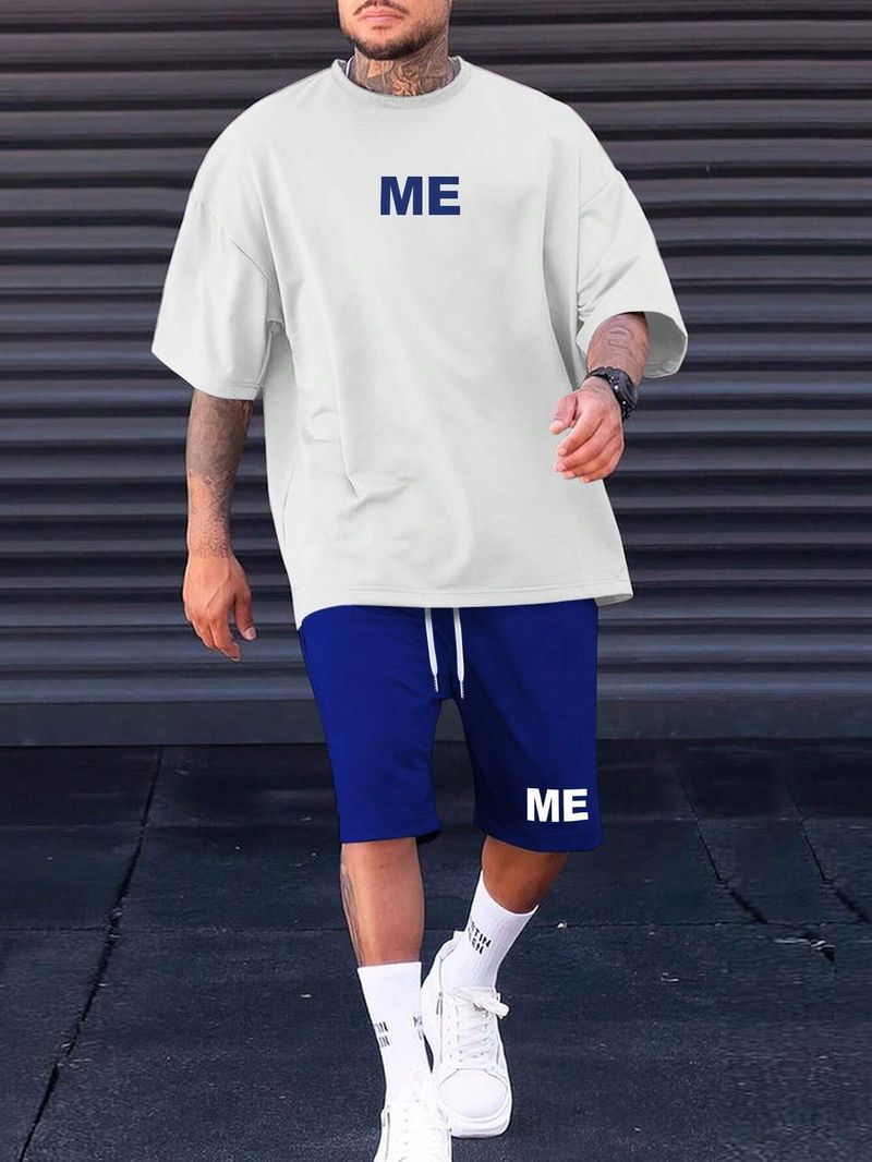 Men's Clothing Summer New Simple Sports Casual Suit Men's Short Sleeved T Shirt With Shorts With Small Icon ME2 MA1_voghion.com
