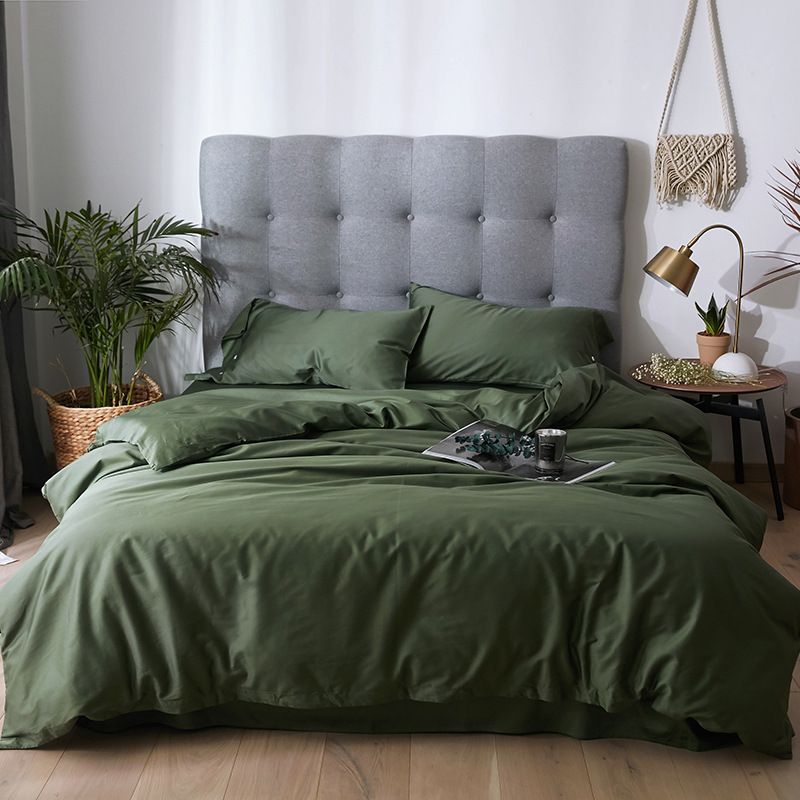 Soft Fiber Bedding Solid Color Three Piece Set Quilt Cover Duvet Cover Pillowcase_voghion.com