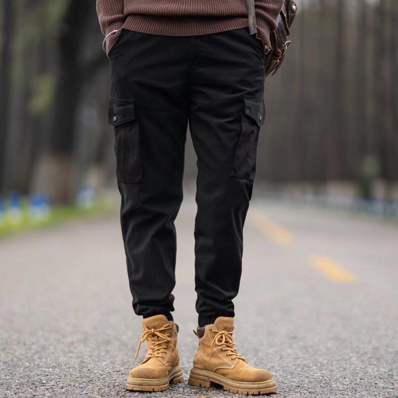 Pantaloni multitasche da uomo, realizzati in puro cotone, larghi alla caviglia, marchio alla moda, resistenti all'usura, riparazione auto, manodopera_voghion.com