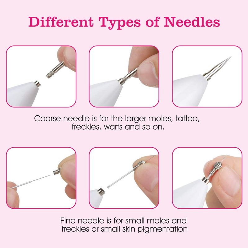 Skin Tag Repair Kit Portable Beauty Equipment Multi-Level With Home Usage USB Charging LCD Level Adjustable 6 Replaceable Needles_voghion.com