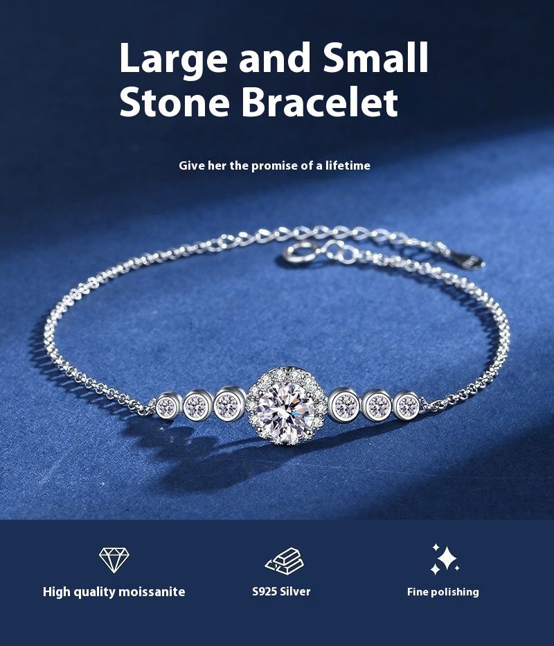 S Argento Stellato Misura Mosang Stone Bracciale da donna D Colore 1 carato Gioielli dal vivo_voghion.com