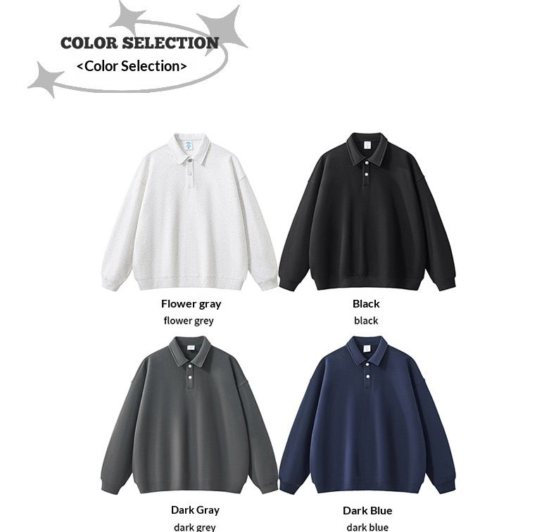 Pure Pure RS Men's Clothing|Old Money Clean Fit Stand Collar 380G Heavyweight Polo Shirt College Style Sweatshirt For Men_voghion.com
