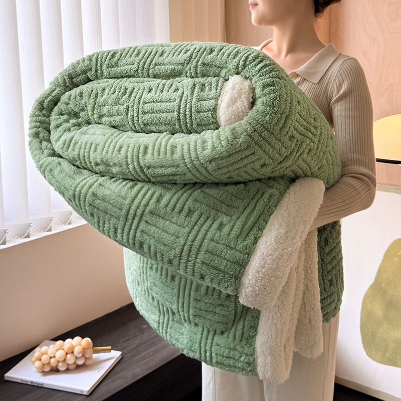 Coperta da divano in pile corallo con scialle in velluto di latte di lana d'agnello ispessita per l'inverno_voghion.com