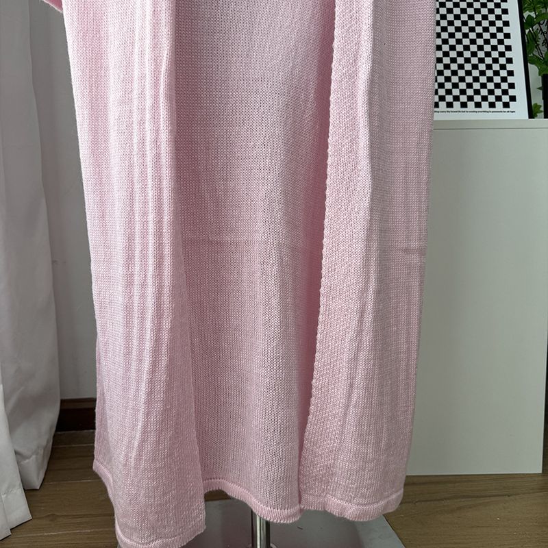 Damesset van kanten gebreid vest en lange mouwen - ademende mohairmix, slim fit zomercover-up, zachte pasteltinten_voghion.com