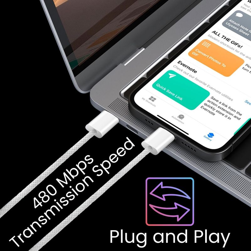 Câble USB-C Type-C vers Type-C pour chargeur rapide Samsung pour iPhone 15/16 Pro/Max_voghion.com