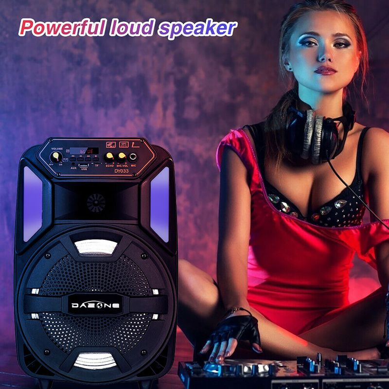 Enceinte Bluetooth portable sans fil rechargeable de 8 pi, 1 000 W, LED, basses puissantes_voghion.com