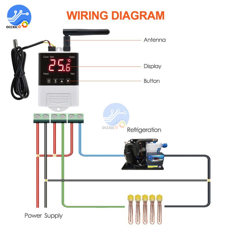 Termostato regolatore di temperatura Wi-Fi wireless AC110-220V DS18B20 sensore NTC display digitale controllo APP per casa intelligente_voghion.com