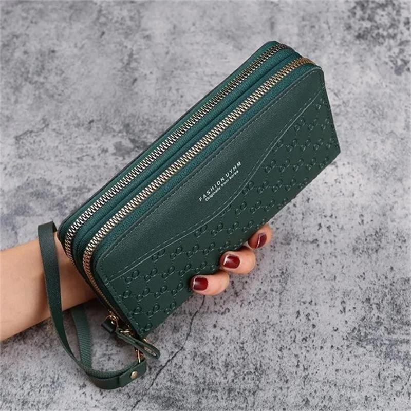 Kingsons klassische PU-Leder-Geldbörsen für Damen und Mädchen, zweilagig, lange Geldbörse, Reißverschlusstasche, Münzgeldbörse, Kartenhalter, Geldklammer, Handy-Handtasche, Clutch_voghion.com