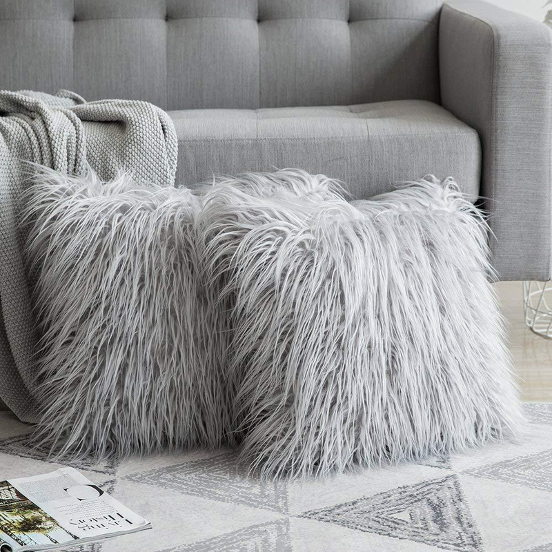 Instagram Home Australia Export Long Hair Pillow Cover Solid Color Beach Wool Cushion Cover Plush Car Cushion (Excluding Pillow Core)_voghion.com