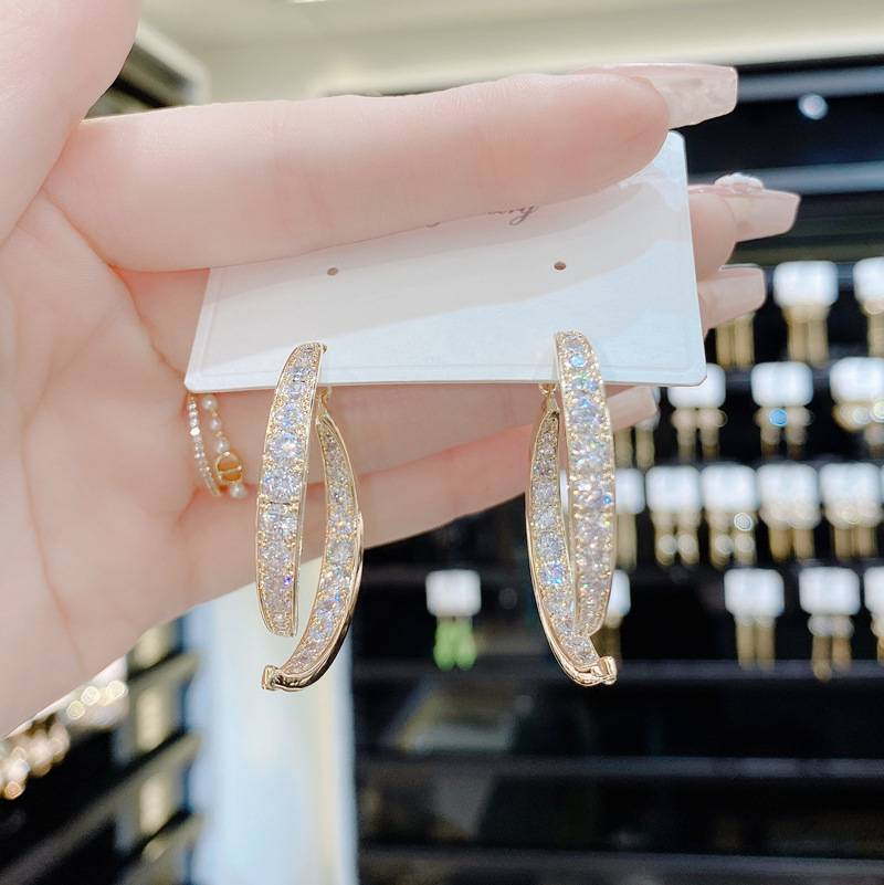 Orecchini da donna con diamanti a doppio strato irregolari, stile INS, con perforazione, regalo di amicizia per ragazze alla moda_voghion.com
