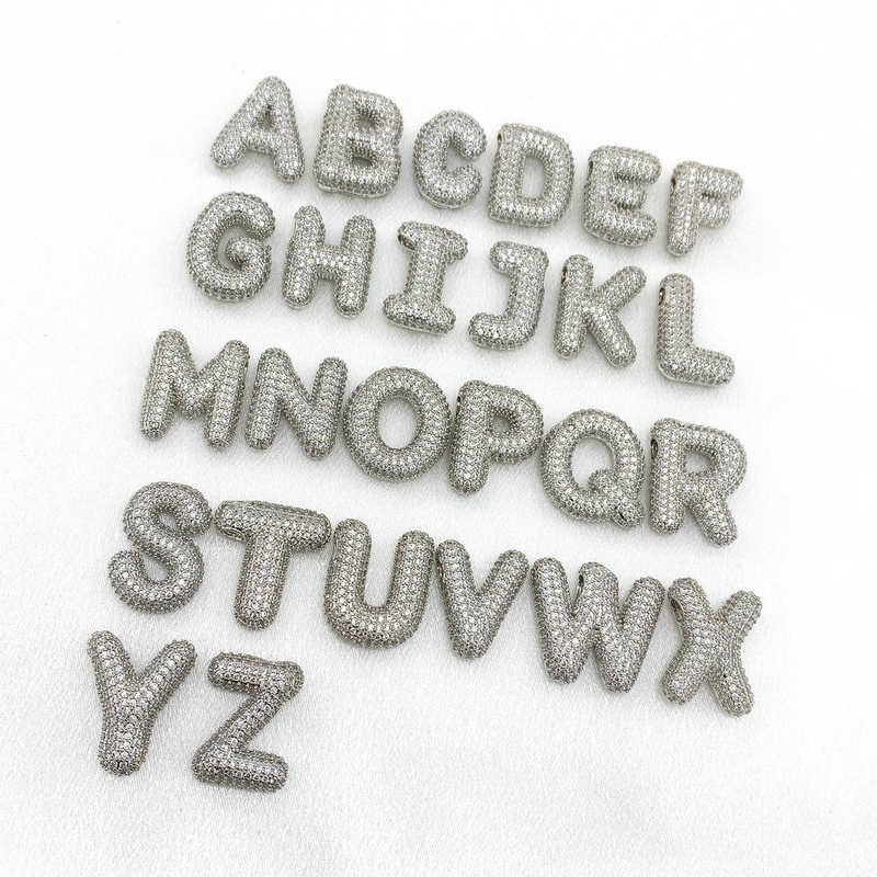 Zircon balloon letter copper pendant fashionable all purpose accessories with chain DIY jewelry_voghion.com