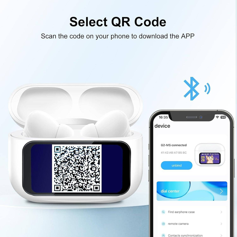 TOP Noile căști Bluetooth fără fir cu ecran LED color tactil și reducerea zgomotului în ureche, potrivite pentru orice telefon mobil_voghion.com