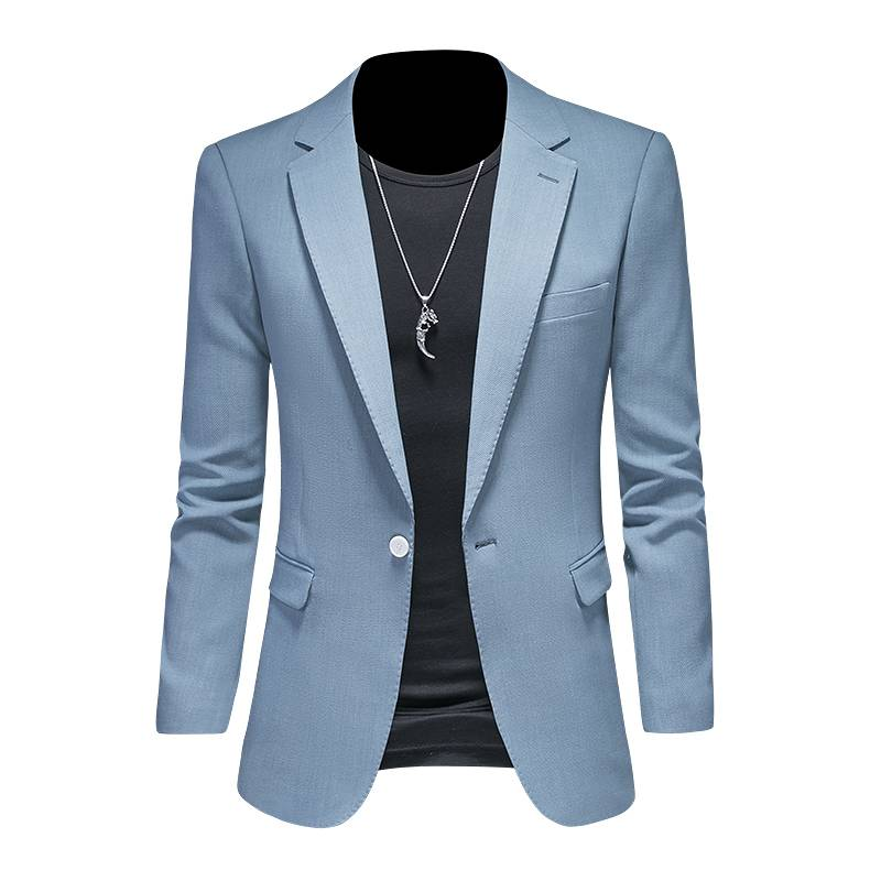 Heren Casual Slim-fit Effen Kleur Brits Zakelijk Gentleman Eenvoudig All-match Pak Bruidegom Beste Man Banketpak_voghion.com
