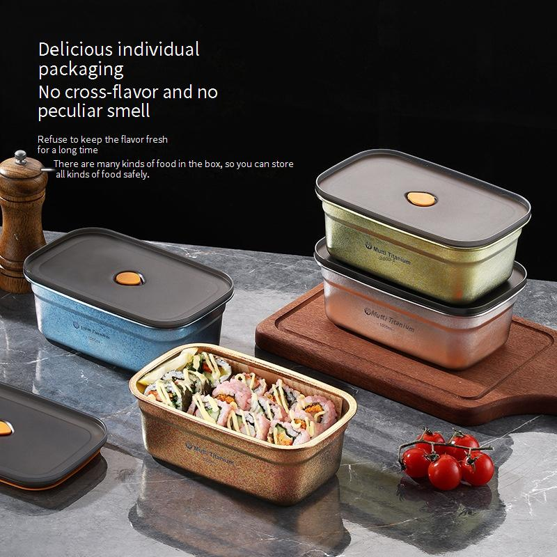 Pure Titanium Household Fresh Keeping Box Sealed Lunch Box With Lid Fruit Lunch Box Rectangular Refrigerator Storage Large Capacity_voghion.com