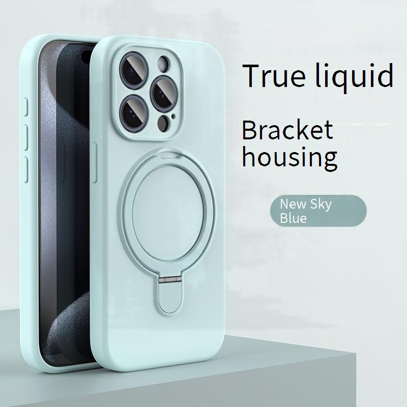 Magnetische Flüssigsilikonhülle mit Ständer für das iPhone 16 Pro Max – vollständiger Kameraschutz, rutschfester Griff, 360° stoßfeste Abdeckung_voghion.com