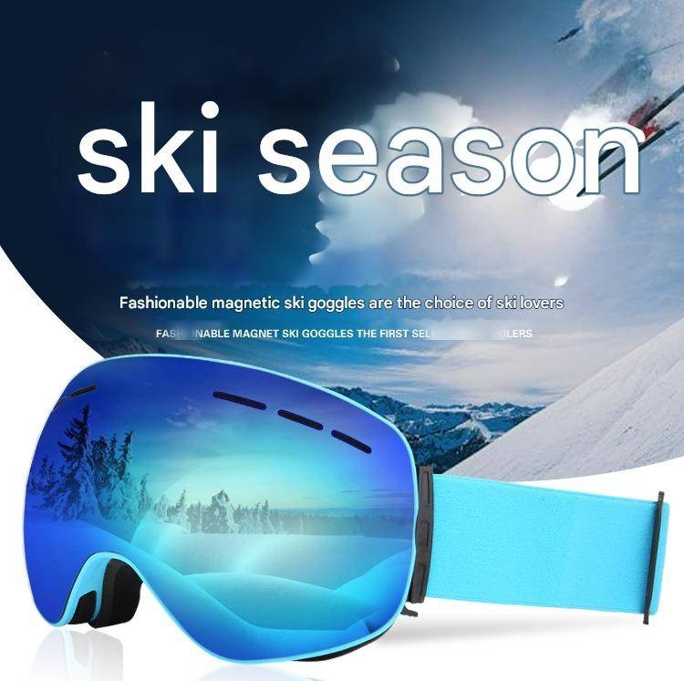 NOKO-Magnetic Ski Goggles, Large Spherical Surface, Double-layer Durable Anti-fog, Outdoor Hiking Goggles, Anti-fog For Nearsightedness_voghion.com