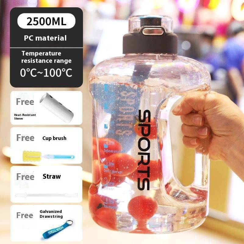 1.6L/2.5L/4L Large Capacity Sports Water Bottle – BPA-Free PC, Leak-Proof, With Carry Handle & Bonus Accessories (Brush, Strap, Straw)_voghion.com
