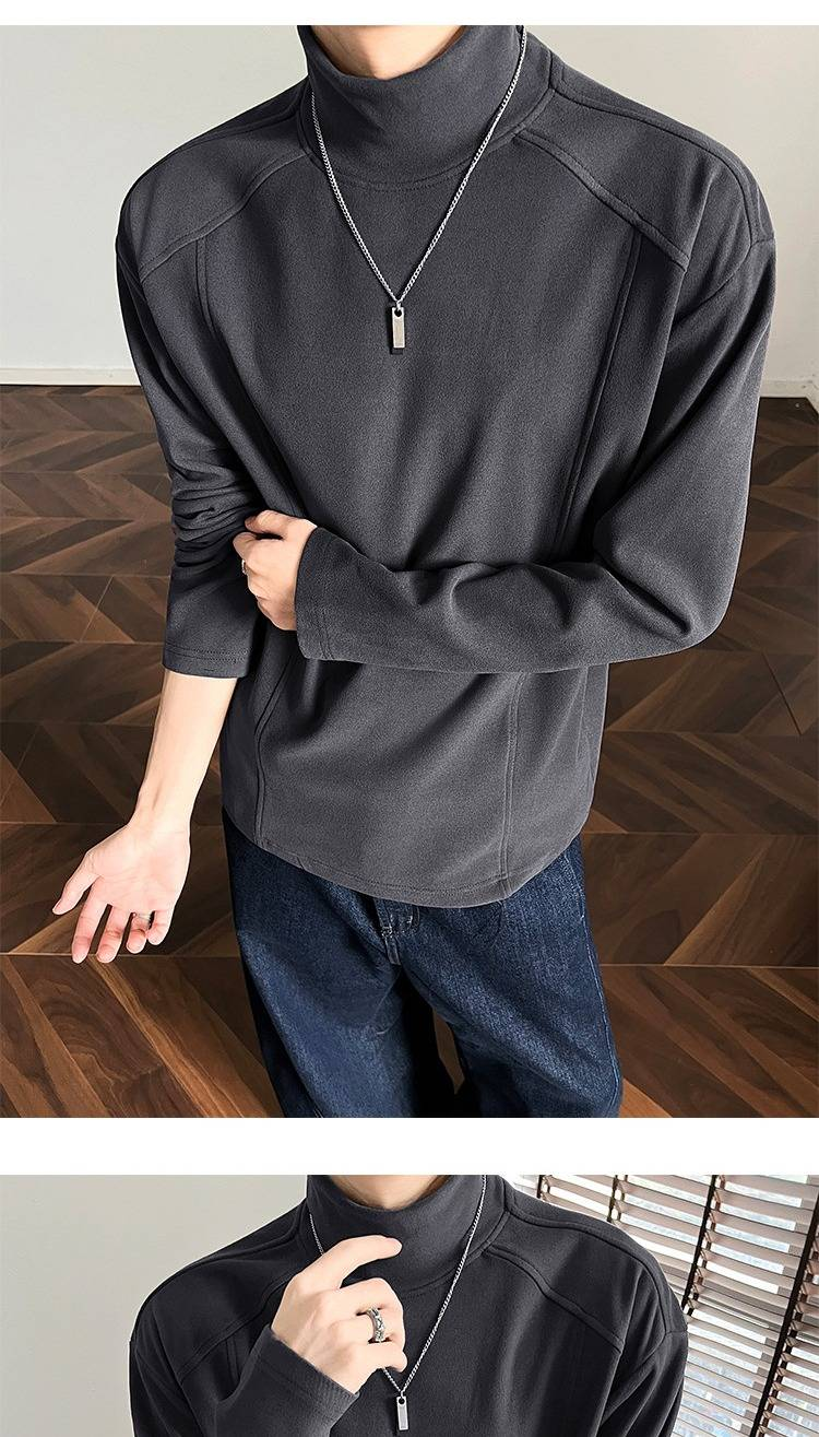 Maglietta termica a maniche lunghe da uomo, vestibilità ampia, fodera in morbido pile, comodo scollo rotondo, abbigliamento casual da strada per adolescenti e adulti_voghion.com