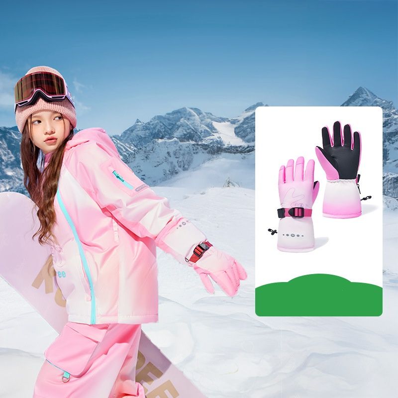 "Frostbite Fighters – Kids' Waterproof Ski Gloves (Unisex, M/L Sizes, Aurora Pink/Night Blue/Breeze Blue, Snow Grip Tech)"_voghion.com