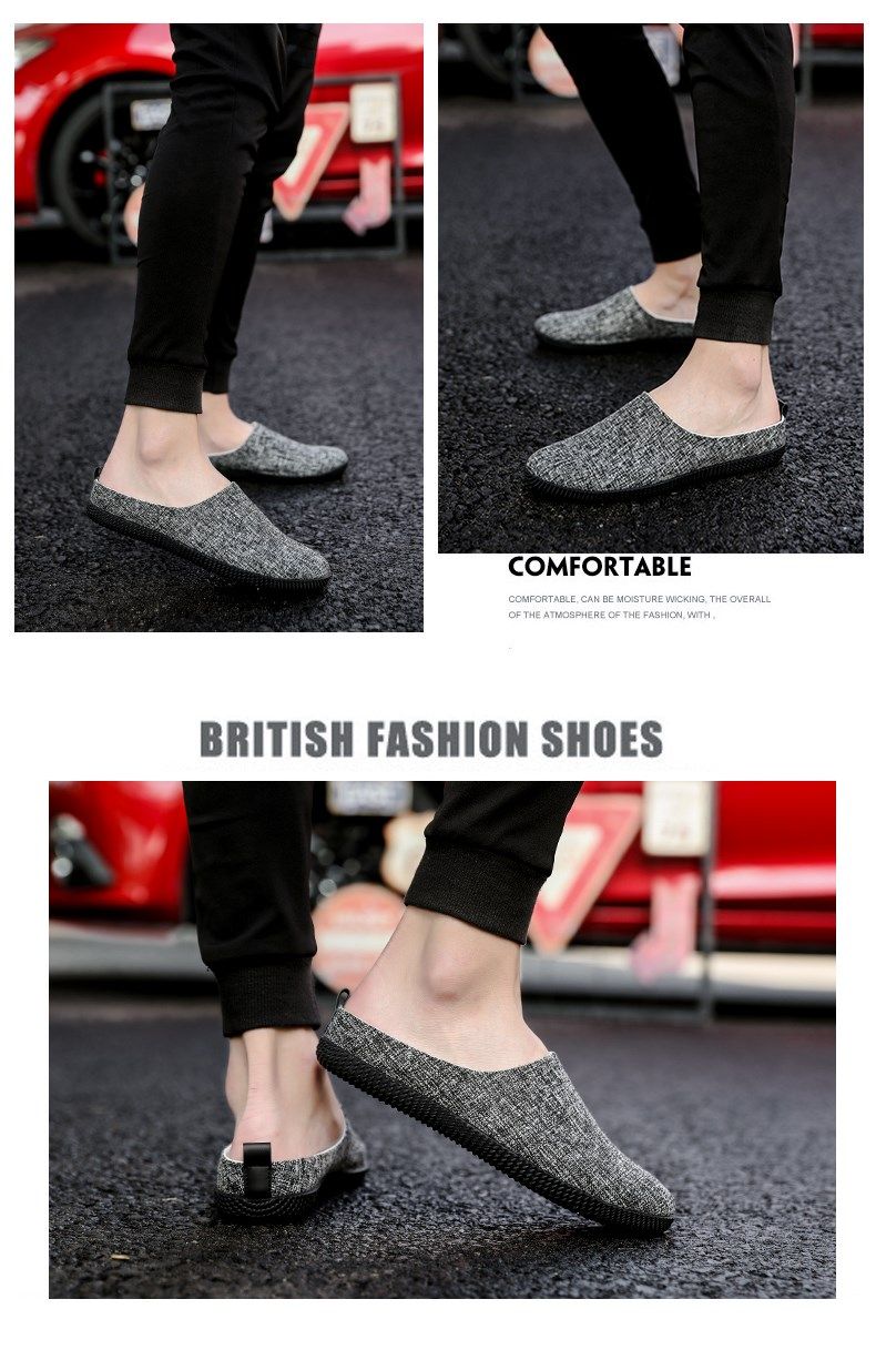Sommer Atmungsaktive Freizeit-Slipper aus Segeltuch mit geschlossener Zehenpartie_voghion.com