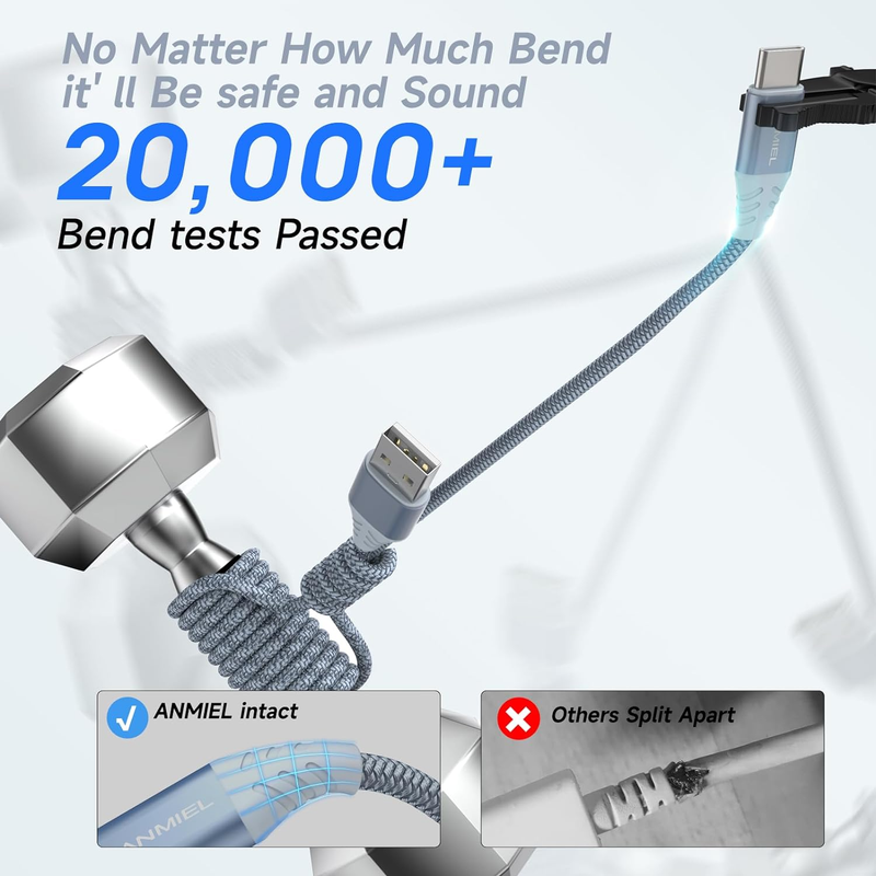 ANMIEL C-Kabel 4-teiliges Fußset 3,1 A Schnelllade-USB-C-Typ-Ladekabel, Nylon geflochten, kompatibel mit Samsung_voghion.com