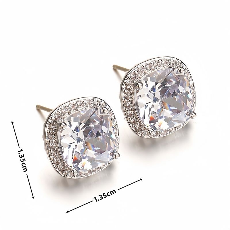 1 Pair Princess Wedding Modern Style Geometric Inlay Copper Alloy Artificial Crystal Zircon Ear Studs_voghion.com